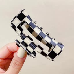 New Women Elegant Checkerboard Acrylic Hair Claw Temperament Geometric Headband Hair Clips Hairpins Fahion Hair Accessories Gift