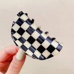 New Women Elegant Checkerboard Acrylic Hair Claw Temperament Geometric Headband Hair Clips Hairpins Fahion Hair Accessories Gift