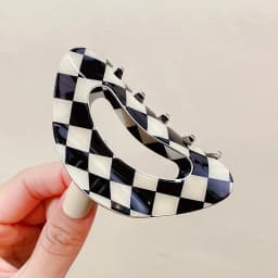 New Women Elegant Checkerboard Acrylic Hair Claw Temperament Geometric Headband Hair Clips Hairpins Fahion Hair Accessories Gift