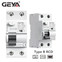 GEYA GYL9 TYPE B RCD RCCB Din Rail Earth Leakage Current Breaker DC 2Pole 40A 63A 30mA 100mA 300mA 6KA Diret Current (6mA)