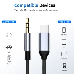 NNBILI USB C to 3.5 MM Jack AUX Cable Type-C Audio Cabel for Car Speaker Headphone Auxiliary Adapter For Huawei Sumsang Xiaomi