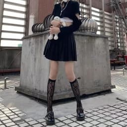 Lolita Cosplay Girls Floral Print Mesh Stockings Knee High Socks Soft Nylon Elastic Women Sexy Fishnet Fashion Long Leg Socks