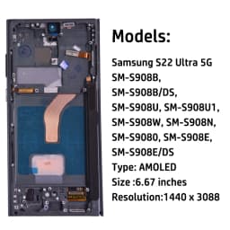 AMOLED Display For Samsung Galaxy S22 Ultra 5G Display Touch Screen Replacement S22 Ultra S908B LCD Support S Pen Fingerprint