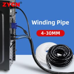 4x25Meters 30x1.5m Spiral Wrap Sleeve Tube Cable Protector Band Winding Pipe Transparent/Black Wire Organizer Plastic Sheath
