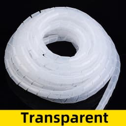 4x25Meters 30x1.5m Spiral Wrap Sleeve Tube Cable Protector Band Winding Pipe Transparent/Black Wire Organizer Plastic Sheath