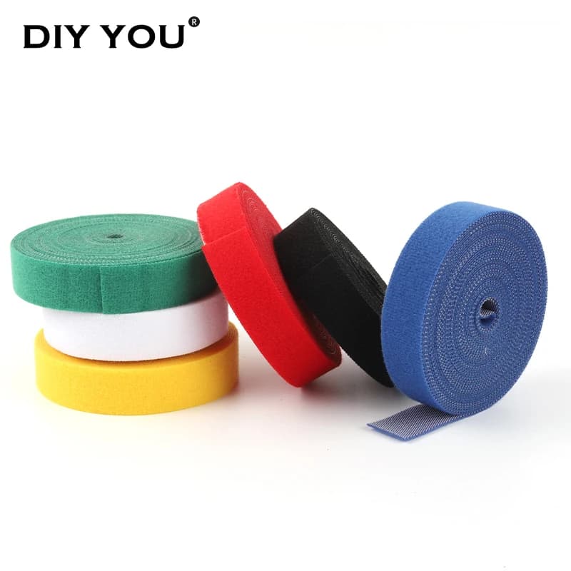 5M/Roll 10/12/14.5/20/25mm Width USB Cable Organizer Reusable Nylon Cable Ties Wires Management Straps Adhesive Fastener Tape