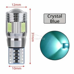 2Pcs T10 W5W Interior Xenon White Blue Yellow LED CANBUS 6SMD 5630 Lens Projector Solid Aluminum Bulbs Side Marker Parking Light