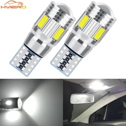 2Pcs T10 W5W Interior Xenon White Blue Yellow LED CANBUS 6SMD 5630 Lens Projector Solid Aluminum Bulbs Side Marker Parking Light