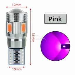 2Pcs T10 W5W Interior Xenon White Blue Yellow LED CANBUS 6SMD 5630 Lens Projector Solid Aluminum Bulbs Side Marker Parking Light