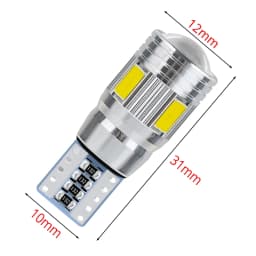 2Pcs T10 W5W Interior Xenon White Blue Yellow LED CANBUS 6SMD 5630 Lens Projector Solid Aluminum Bulbs Side Marker Parking Light