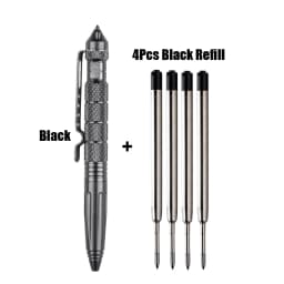 High Quality Metal Colour Tactical Defense Pen+Refill Set School Student Office Ballpoint Pens Luxury Gift Pen