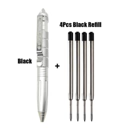 High Quality Metal Colour Tactical Defense Pen+Refill Set School Student Office Ballpoint Pens Luxury Gift Pen