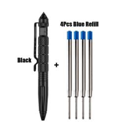 High Quality Metal Colour Tactical Defense Pen+Refill Set School Student Office Ballpoint Pens Luxury Gift Pen