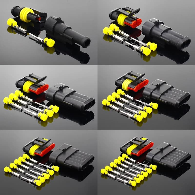 2-5 Sets Kit 2 Pin 1/2/3/4/5/6 Pins Way AMP Super Seal Waterproof Electrical Wire Connector Plug for Car Waterproof Connector