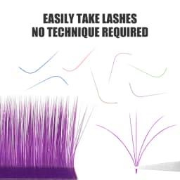 NATUHANA L/LU(M) Curl Auto Fans Colored Lashes Easy Fan Color Eyelash Extension L-Shaped Individual Mink Eyelashes Makeup