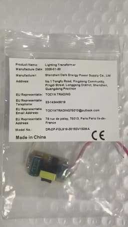 9-18W LED Lamp Driver Light Transformer Output:DC30-160V 150mA Input AC200-240V Power Supply Adapter