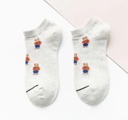 Socks Female Spring And Autumn Mid-tube Embroidery Bear Hose Cute Casual Solid Color Sport Pile Kawaii Socks Harajuku Calcetines