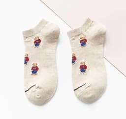 Socks Female Spring And Autumn Mid-tube Embroidery Bear Hose Cute Casual Solid Color Sport Pile Kawaii Socks Harajuku Calcetines