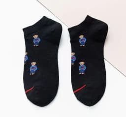 Socks Female Spring And Autumn Mid-tube Embroidery Bear Hose Cute Casual Solid Color Sport Pile Kawaii Socks Harajuku Calcetines