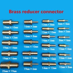 Gas Copper Barbed Coupler Connector Adapter Brass Straight Hose Pipe Fitting Equal Barb Reducing Joint 3 4 5 6 7 8 10 12 14 16mm