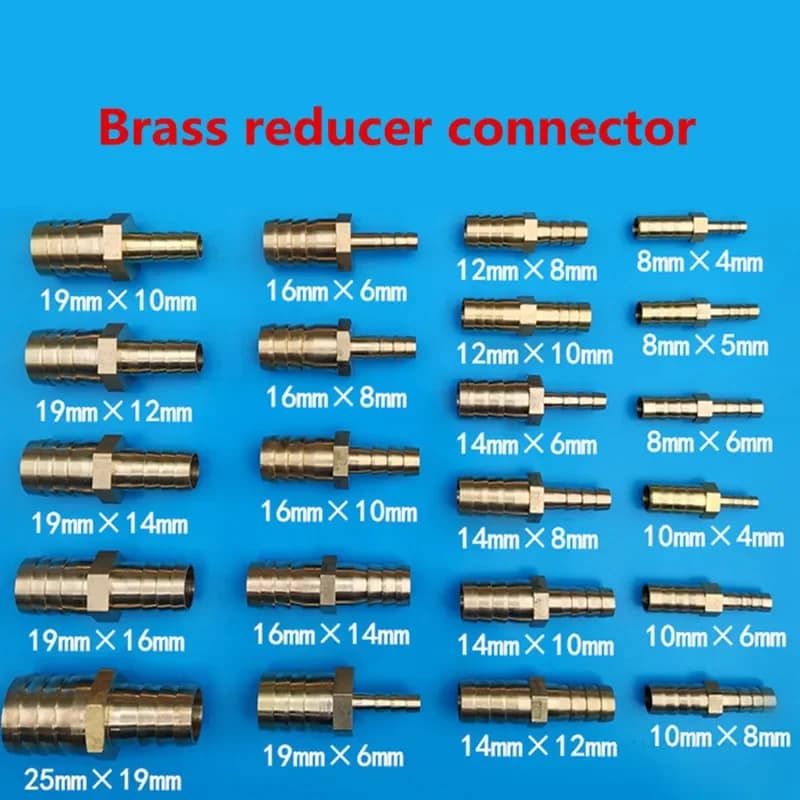 Gas Copper Barbed Coupler Connector Adapter Brass Straight Hose Pipe Fitting Equal Barb Reducing Joint 3 4 5 6 7 8 10 12 14 16mm