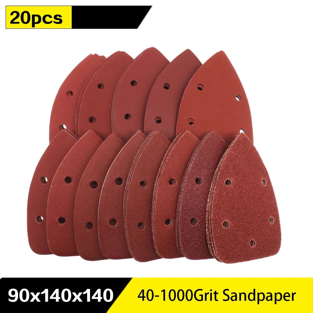 20pcs Self-adhesive Sandpaper Triangle 5 Holes Delta SanderHook Loop Sandpaper Disc Abrasive Tools For Polishing Grit 40-1000