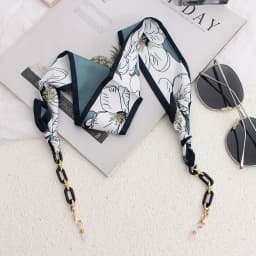 Bohemi Acrylic Glasses Chain Ribbon Mask Lanyard Printing Silk Scarf Casual Eyeglass Chain Neck Glasses Accessories