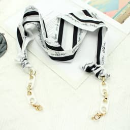 Bohemi Acrylic Glasses Chain Ribbon Mask Lanyard Printing Silk Scarf Casual Eyeglass Chain Neck Glasses Accessories