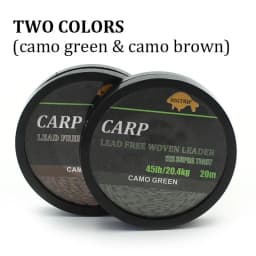 20m Carp Fishing Leader Line Lead Free Woven Leader Camo Green Non Lead Core 45LB Hair Rigs 12 Strand Braided Wires
