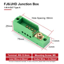 FJ6/JHD Junction Box Unipolar Splitter 1-IN Multiple-OUT Metering Wire Connector Single-Phase Terminal Block Distribution Box