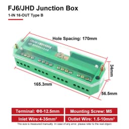 FJ6/JHD Junction Box Unipolar Splitter 1-IN Multiple-OUT Metering Wire Connector Single-Phase Terminal Block Distribution Box