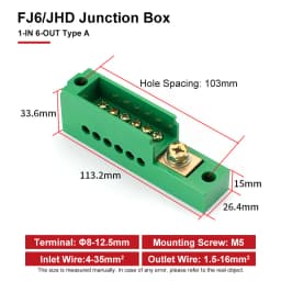 FJ6/JHD Junction Box Unipolar Splitter 1-IN Multiple-OUT Metering Wire Connector Single-Phase Terminal Block Distribution Box