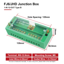 FJ6/JHD Junction Box Unipolar Splitter 1-IN Multiple-OUT Metering Wire Connector Single-Phase Terminal Block Distribution Box