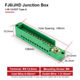 FJ6/JHD Junction Box Unipolar Splitter 1-IN Multiple-OUT Metering Wire Connector Single-Phase Terminal Block Distribution Box