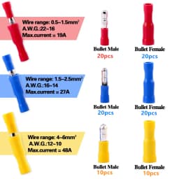 20/50/100pcs Female Male Insulated Electrical Connector Crimp Bullet Terminal Audio Wiring Terminals MPD FRD Connectors 22-10AWG