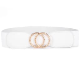 Women's Girdle Elastic Stretch Wide Waist Belts W Double Rings Buckle Cummerbunds Ladies