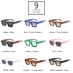 SO&EI Fashion Square Women Luxury Sunglasses Retro Brand Designer Men Trending Leopard Blue Green Sun Glasses Shades UV400