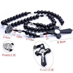 Religious Wooden Antique Black Cross Rosary Car Pendant Jesus Saint Benedict Beaded Hanging for Men Women Jewelry