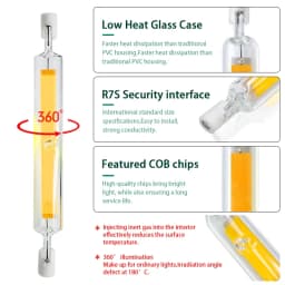 R7S LED 78mm 118mm 5W 10W 20W R7s Spotlight AC 220V 110V COB Lamp Bulb Glass Tube Replace 30W 50W 100W Halogen Lamp Light