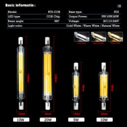 R7S LED 78mm 118mm 5W 10W 20W R7s Spotlight AC 220V 110V COB Lamp Bulb Glass Tube Replace 30W 50W 100W Halogen Lamp Light
