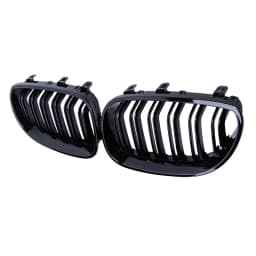 Pulleco Car Front Bumper Grille Kidney Racing Grill Grilles For BMW E60 E61 5 Series 2003-2009 Gloss Black Auto New Double Slat