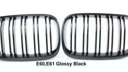Pulleco Car Front Bumper Grille Kidney Racing Grill Grilles For BMW E60 E61 5 Series 2003-2009 Gloss Black Auto New Double Slat