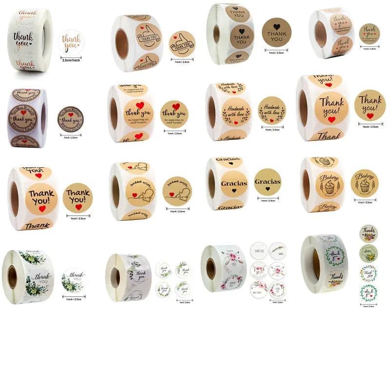 Reward Stickers School Teacher Kids Love Sticker Thank You Pink Round Tags Hand-Made Label for Baking Decoration 50PCS