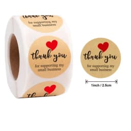 Reward Stickers School Teacher Kids Love Sticker Thank You Pink Round Tags Hand-Made Label for Baking Decoration 50PCS