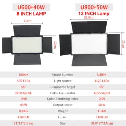 U800 U600 LED Photo Studio Video Light Recording Lighting Kit Photography Panel Photographi Lamp For Youtube Game Live
