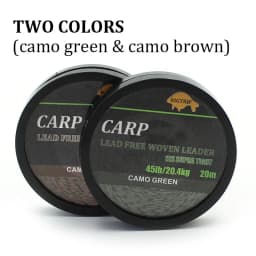 20m Carp Fishing Line Braided NON Lead Core Carp Leader Line Camo Green Mainline Leadcore for Carp Rig Chod Helicopter Rig
