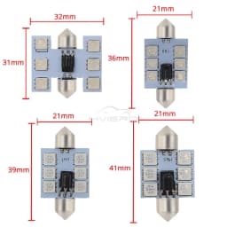 C5w Car Led RGB 5050 6SMD 31mm-41mm Festoon Dome Door Lights Automobile Remotes Controller Colorful Lamps Roof Atmospheres Bulbs