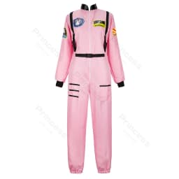 Adult Astronaut Costume for Women Men Flight Suit Costume Cosplay Space Astronaut Blue Full Body Jumpsuit with Zipper Carnival