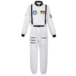 Adult Astronaut Costume for Women Men Flight Suit Costume Cosplay Space Astronaut Blue Full Body Jumpsuit with Zipper Carnival