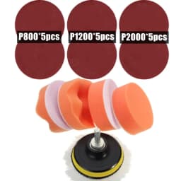 3"Car Waxing Sponge Pad Polishing Kit Auto Detailing Sandpaper Buffing Sanding Disc Polisher Drill Adapter Headlight Restoration